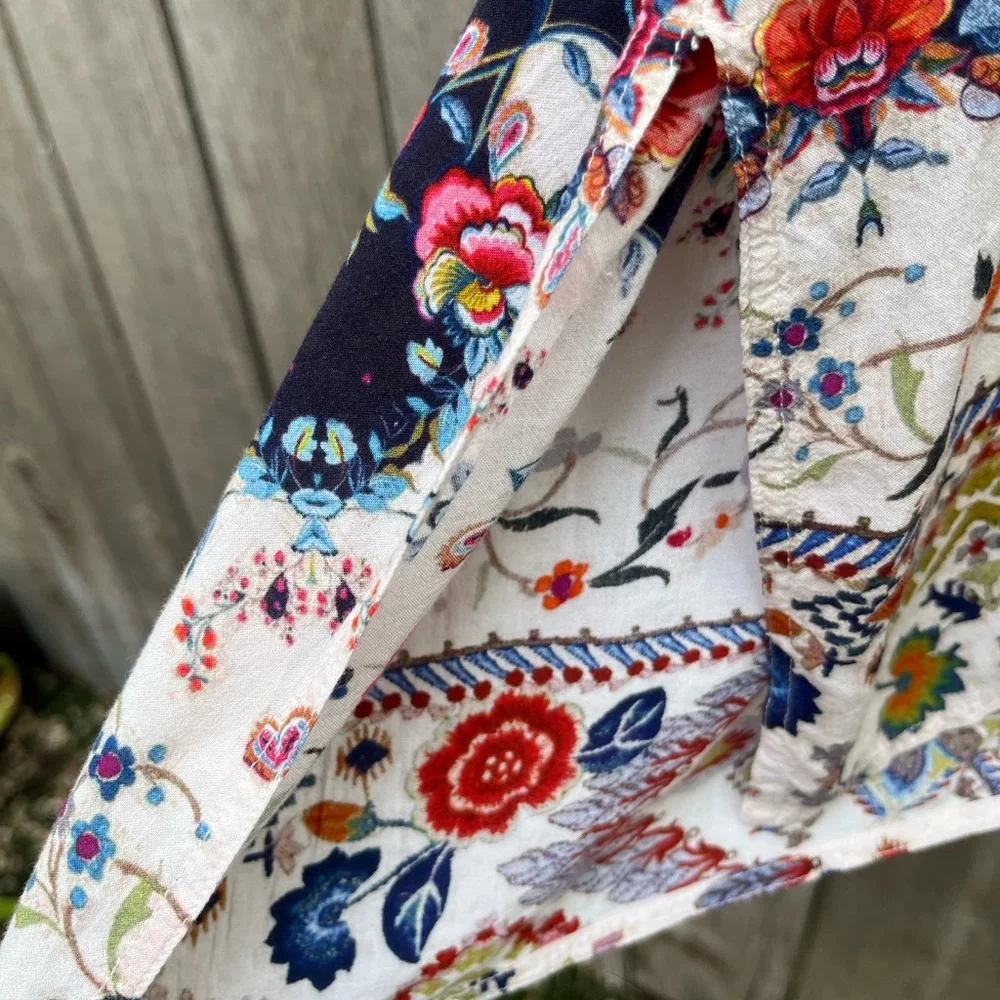 Johnny Was Multicolor Floral Button-Front Tunic - Picture 4 of 8
